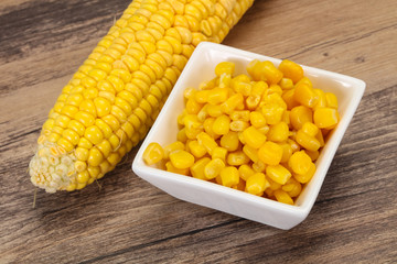 Young corn seeds in the bowl