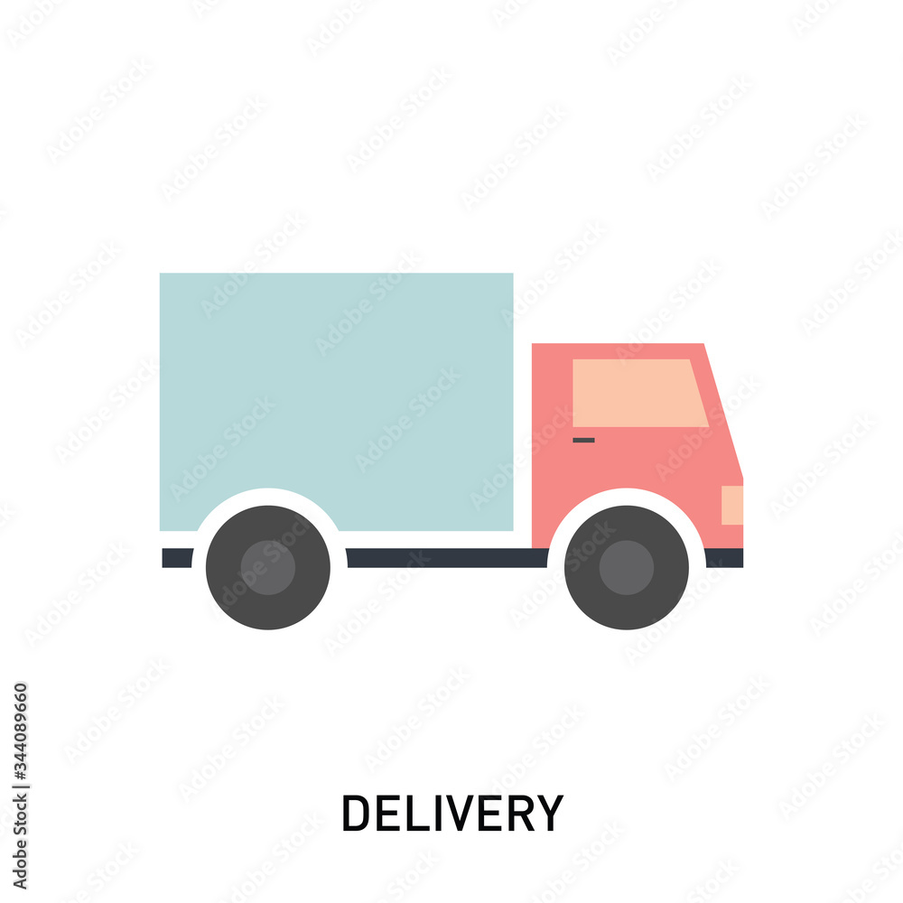 Poster delivery truck icon vector illustration in modern flat style. design elements for mobile and web app