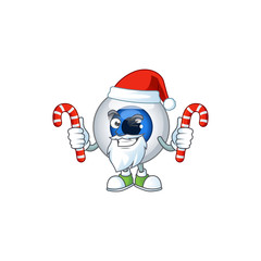 Human eye ball humble Santa Cartoon character having candies