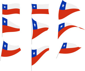 Vector Illustration of Set with Chile Flag