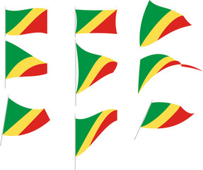Vector Illustration of Set with Congo Republic Flag