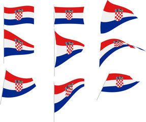 Vector Illustration of Set with Croatia Flag