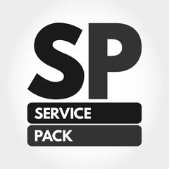 SP - Service Pack acronym, technology concept background