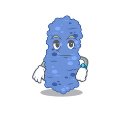 Mascot design of burkholderia bacteria showing waiting gesture