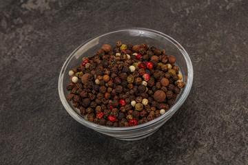 Peppercorn heap in the bowl