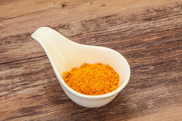 Tumeric powder in the bowl