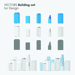 city building set of vector icons