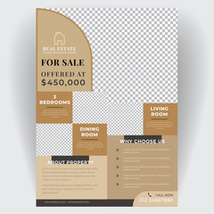 Real estate company business flyer brochure creative design. Template cover modern layout, poster, magazine, pamphlet. For the advertising business real estate concept. Layout template in A4 size.

