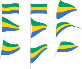 Vector Illustration of Set with Gabon Flag