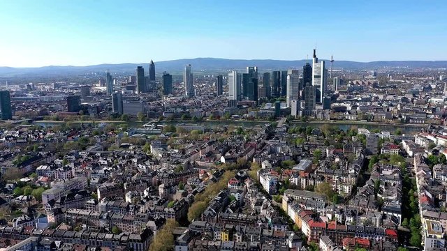 Aerial shot of Frankfurt am Main, Hesse, Germany