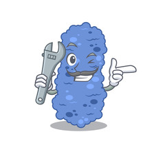 A picture of burkholderia bacteria mechanic mascot design concept