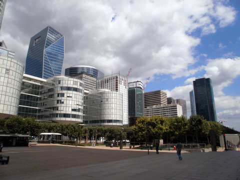 Puteaux, France - August 10, 2013: View of the La Défense business district, which is the headquarters of the largest French companies.