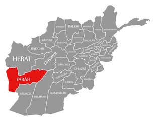 Farah red highlighted in map of Afghanistan