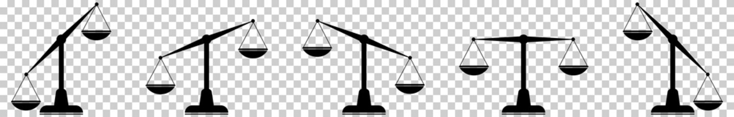 Scales icons set. Law scale icon. Vector flat design