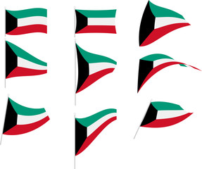 Vector Illustration of Set with Kuwait Flag