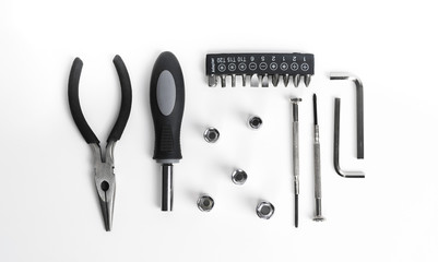 Black tone tools collection Placed on a white background