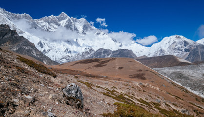 Lhotse 8516m mountain South Face - is 4th highest peak in the world. South Face - one of the most...