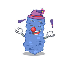 An attractive burkholderia bacteria cartoon design style playing juggling