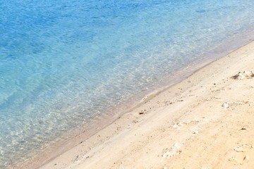 Clean sea water and sand beach, environmental concept, nature background, summer outdoor day light