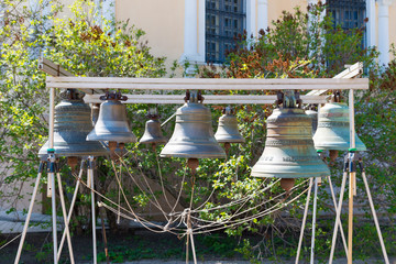 The old bells in the Spaso-Preobrazhensky monastery. Yaroslavl, Russia - 344098657