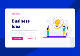 Template Landing Page People Business Idea Vector Flat Illustration