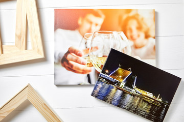 Photos printed on glossy synthetic canvas