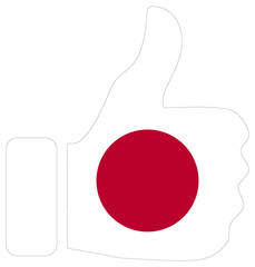 Thumbs up sign with flag of Japan