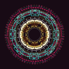 Abstract round element on a dark background.