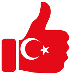 Thumbs up sign with flag of Turkey