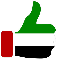 Thumbs up sign with flag of UAE