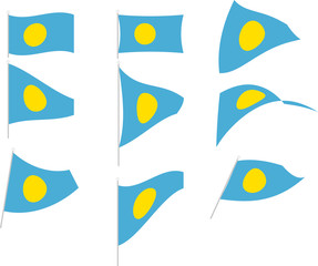 Vector Illustration of Set with Palau Flag
