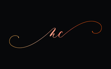 nc or n, c Lowercase Cursive Letter Initial Logo Design, Vector Template