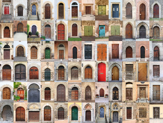 Collage of medieval front doors
