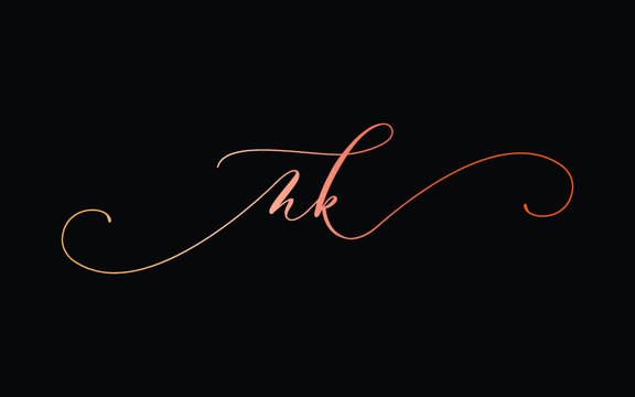 Vecteur Stock nk or n, k Lowercase Cursive Letter Initial Logo