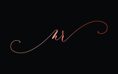nr or n, r Lowercase Cursive Letter Initial Logo Design, Vector Template