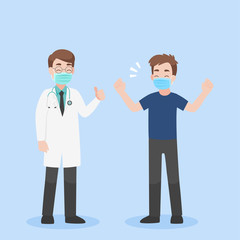 A healthy strong patient the hospital room after doctor treatment, Health careconcept.