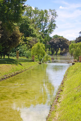 Stream in Villa Doria Pamphili Public Park, Rome Italy