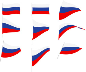 Vector Illustration of Set with Russia Flag