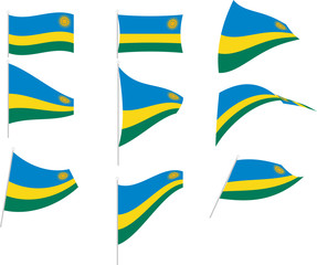 Vector Illustration of Set with Rwanda Flag