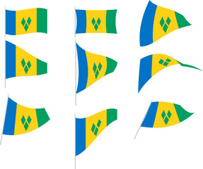 Vector Illustration of Set with Saint Vincent and the Grenadines Flag