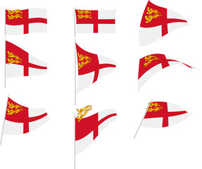 Vector Illustration of Set with Sark Flag