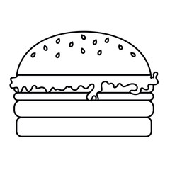 Black and white burger isolated on white background