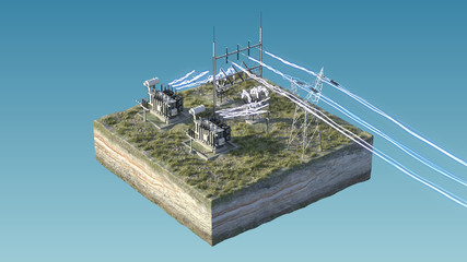 Power plant isolated on the island. background picture