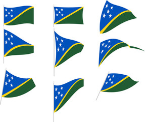 Vector Illustration of Set with Solomon Islands Flag