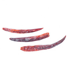 Red dried chilli isolated on white background as package design element
