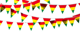 Bolivia flag festive bunting against a plain background. 3D Rendering