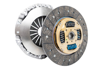 Car repair kit clutch manual gearbox isolated on a white background. Car and truck clutch disk....