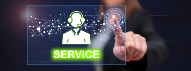 Woman touching a service concept