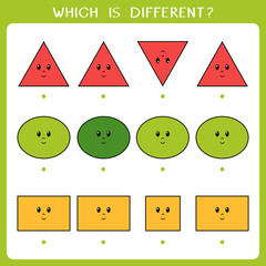 Simple logic game for kids. Find the odd one in the group