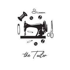 the tailor equipment vector silhouette